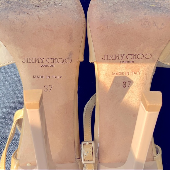 Jimmy Choo London Sandals Nude Patent Leather S 37 - Picture 11 of 12